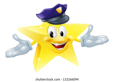 Drawing of a police or security star man smiling happily