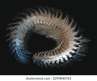 Drawing Polychaeta worm,hairy, undersea,art.illustration, vector