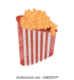 drawing pop corn box cinema food vector illustration eps 10