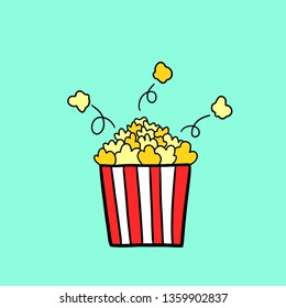 Drawing popcorn icon doodle style.