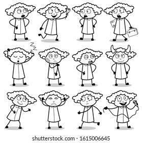 Drawing Poses of Office Lady - Set of Concepts Vector illustrations