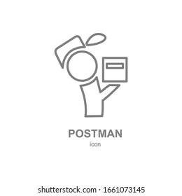 Drawing postman on white background.Vector illustration.