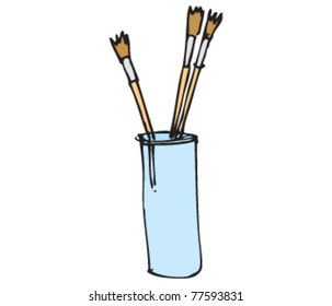 Drawing of a pot of brushes