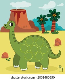 Drawing practice with the dinosaurs theme for children. Vector illustration.