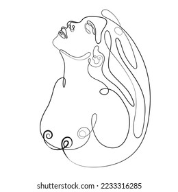 Drawing of Pregnant Woman in Line art style. Illustration of Woman Pregnancy. Happy Mother Day Minimalist Abstract Illustration for Card, Banner, Poster, Logo Design. Maternity concept