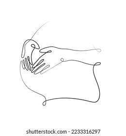 Drawing of Pregnant Woman in Line art style. Illustration of Woman Pregnancy. Happy Mother Day Minimalist Abstract Illustration for Card, Banner, Poster, Logo Design. Maternity concept