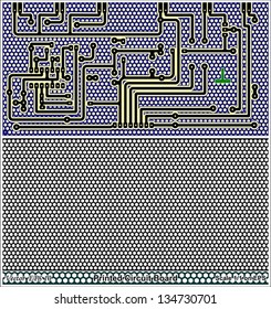Drawing Printed circuit board of standard size for electronic circuit Grill for filling the gaps of the PCB