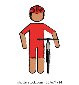 drawing professional racing cyclist uniform helmet bicycle