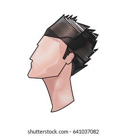 drawing profile head young man hairstyle