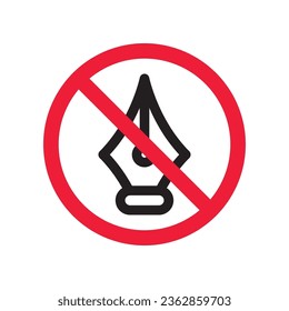 Drawing prohibited vector icon. No drawing icon. Forbidden draw icon. No pen vector sign. Warning, caution, attention, restriction, danger flat sign design symbol pictogram