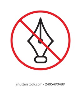 Drawing prohibited vector icon. No drawing icon. Forbidden draw icon. No pen vector sign. Warning, caution, attention, restriction, danger flat sign design symbol pictogram
