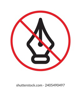 Drawing prohibited vector icon. No drawing icon. Forbidden draw icon. No pen vector sign. Warning, caution, attention, restriction, danger flat sign design symbol pictogram