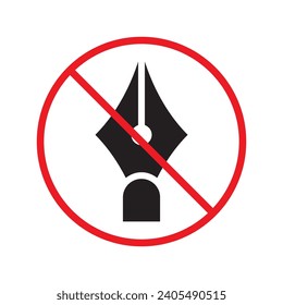 Drawing prohibited vector icon. No drawing icon. Forbidden draw icon. No pen vector sign. Warning, caution, attention, restriction, danger flat sign design symbol pictogram