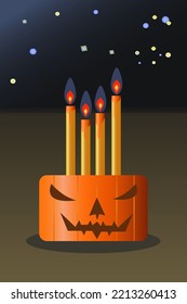 Drawing of a pumpkin with candles for halloween