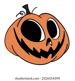 a drawing of pumpkin with a scary face drawn on it