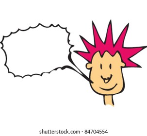 Drawing of a Punk and a Speech Bubble