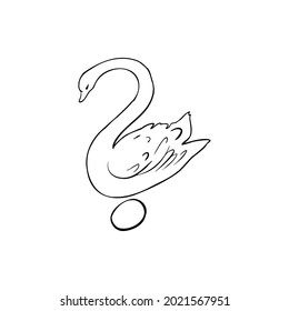 Drawing question mark eye, swan, bird vector illustration hand drawn .