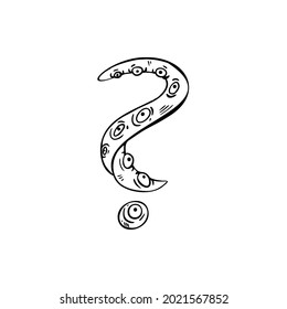 Drawing Question Mark, Tentacle, Eye Vector Illustration Hand Drawn .