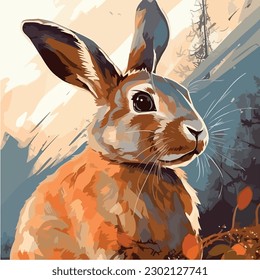 A drawing of a rabbit. Digitally painted bunny. Digital art. vector illustration, isolated. Anime style theme rabbit