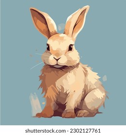 A drawing of a rabbit. Digitally painted bunny. Digital art. vector illustration, isolated. Anime style theme rabbit