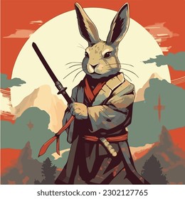 Un dibujo de un conejo. Conejo pintado digitalmente. Arte digital. ilustración vectorial, aislado. Conejo de temas de estilo anime