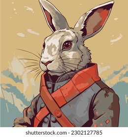 Un dibujo de un conejo. Conejo pintado digitalmente. Arte digital. ilustración vectorial, aislado. Conejo de temas de estilo anime