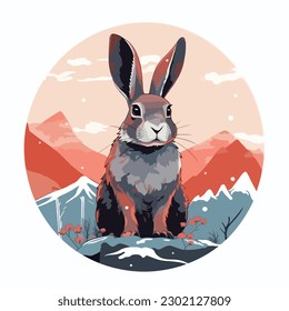 A drawing of a rabbit. Digitally painted bunny. Digital art. vector illustration, isolated. Anime style theme rabbit