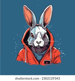 A drawing of a rabbit. Digitally painted bunny. Digital art. vector illustration, isolated. Anime style theme rabbit