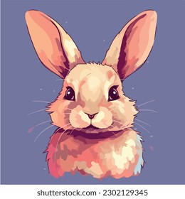 A drawing of a rabbit. Digitally painted bunny. Digital art. vector illustration, isolated. Anime style theme rabbit