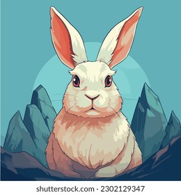 A drawing of a rabbit. Digitally painted bunny. Digital art. vector illustration, isolated. Anime style theme rabbit