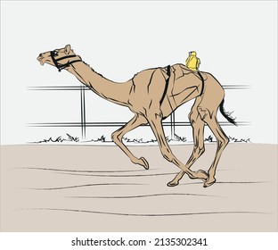 A Drawing of a racing camel for an event or camel festival