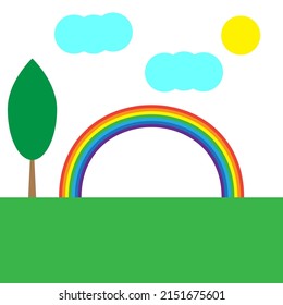 Drawing rainbow grass sun in abstract style. Hand drawn vector flower, leaf. Vector illustration. stock image. 