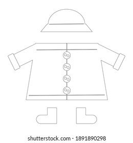 drawing of raincoat and rainwear on white background