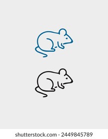 a drawing of a rat with a blue tail and a white background.