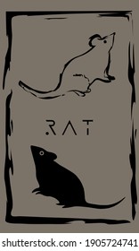 drawing of rat in primitive ancient style, year of rat