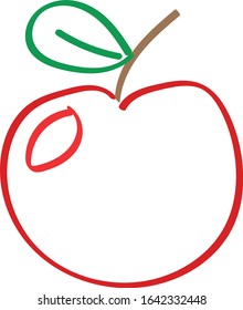 Drawing of a red apple made with strokes.