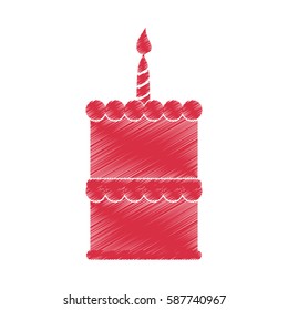 drawing red birthday cake sweet vector illustration eps 10