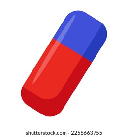 Drawing of red and blue eraser. Student stationery vector illustration. Stationery, education, back to school concept
