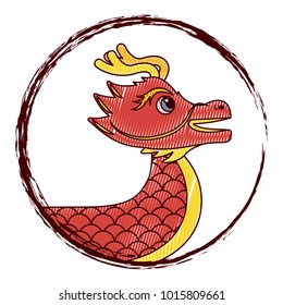 drawing red chinese dragon symbol