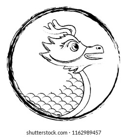 drawing red chinese dragon symbol