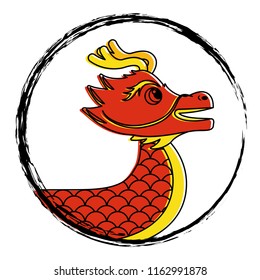 drawing red chinese dragon symbol