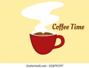 Drawing red coffee cup vector illustration.