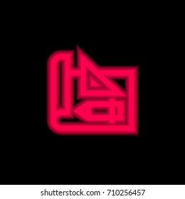 Drawing red glowing neon ui ux icon. Glowing sign logo vector