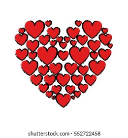 drawing red hearts love