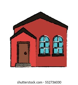 drawing red home real state expensive american modern