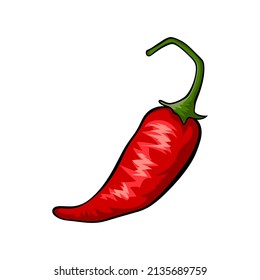 drawing of red peppers on a white background It's a vector image.