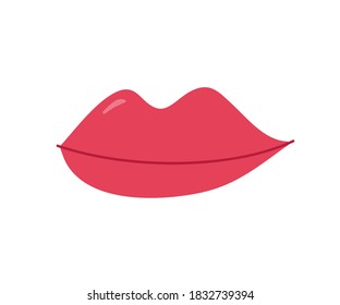 Drawing of red seductive lips for a T-shirt print design. Vector illustration.