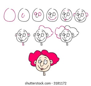 Drawing a redhead woman (Vector) - See my portfolio for more great vectors