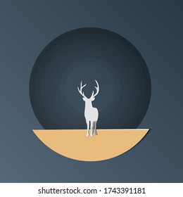 Drawing of reindeer. travel badge with deer pattern vector. Vector illustration
