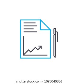 Drawing up reports linear icon concept. Drawing up reports line vector sign, symbol, illustration.